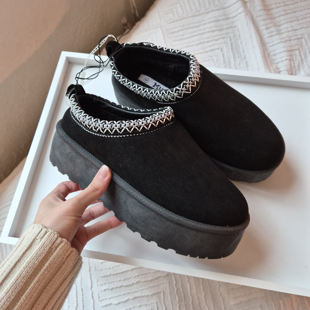Black Platform Slip-On Shoes